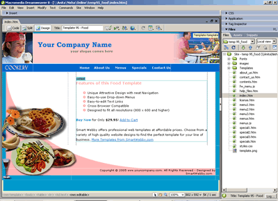 Template 95 [Food] - Adobe Dreamweaver View