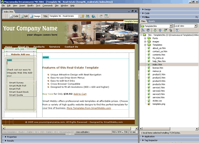 Template 96 [Real Estate] - Adobe Dreamweaver View