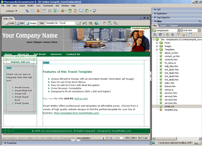 Template 96 [Travel] - Adobe Dreamweaver View