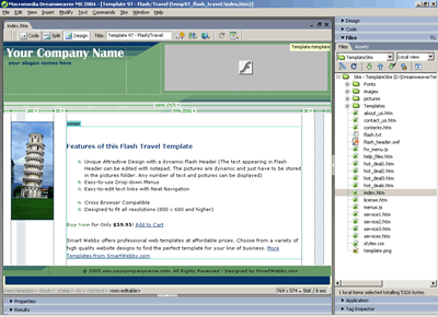 Template 97 [Flash/Travel] - Adobe Dreamweaver View