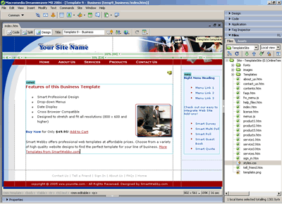  Template 9 [Business] - Adobe Dreamweaver View