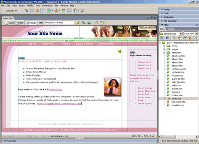 Template 9 [Family/Personal] - Adobe Dreamweaver View