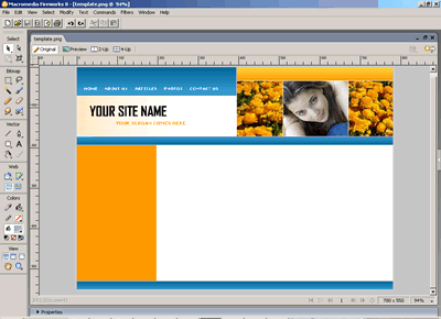 CSS Template 114 [Personal/General] - Adobe Fireworks View