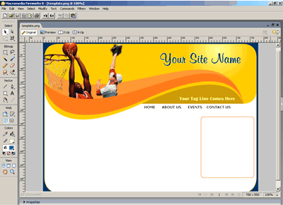 CSS Template 115 [Sports] - Adobe Fireworks View