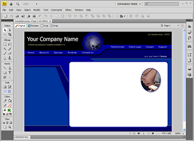 Template 11 [Hi-Tech] - Adobe Fireworks View