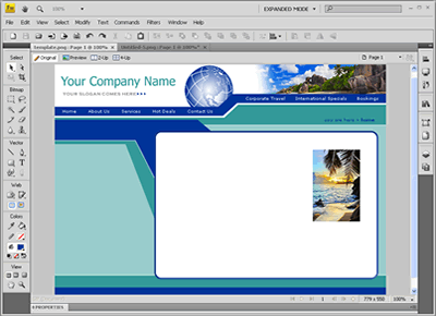 Template 11 [Travel] - Adobe Fireworks View