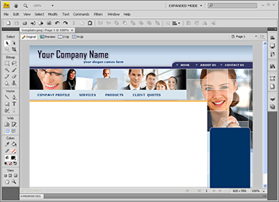 CSS Template 121 [Business] - Adobe Fireworks View