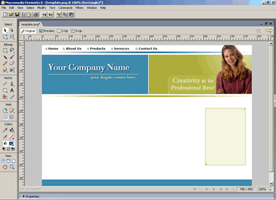 CSS Template 123 [Business] - Adobe Fireworks View