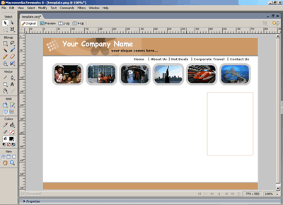 CSS Template 136 [Travel] - Adobe Fireworks View