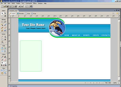 CSS Template 140 [Sports] - Adobe Fireworks View