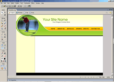 CSS Template 142 [Sports] - Adobe Fireworks View