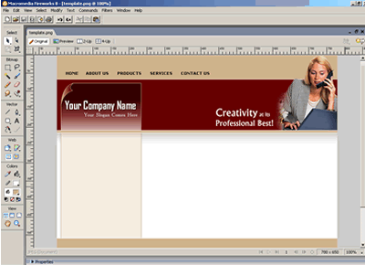 CSS Template 153 [Business] - Adobe Fireworks View