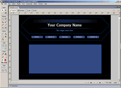 Template 170 [HiTech] - Adobe Fireworks View