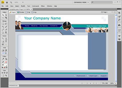 Template 1 [Business] - Adobe Fireworks View