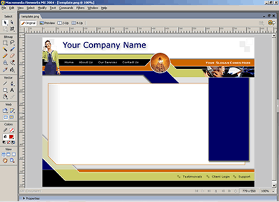 Template 1 [Hi-Tech/Telecom] - Adobe Fireworks View
