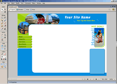 Template 2 [Travel] - Adobe Fireworks View