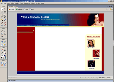 Template 3 [Beauty] - Adobe Fireworks View
