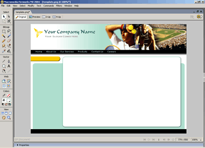 Template 4 [Sports] - Adobe Fireworks View