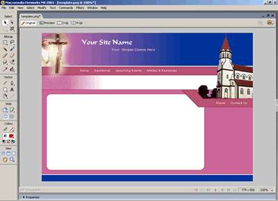 Template 50 [Christian] - Adobe Fireworks View