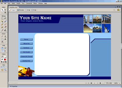 Template 56 [Travel] - Adobe Fireworks View