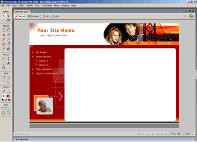Template 5 [Family/Personal] - Adobe Fireworks View