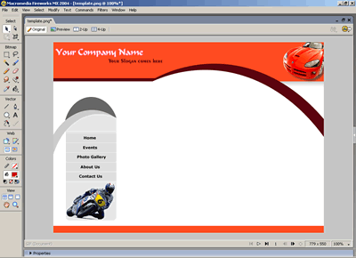 Template 62 [Sports] - Adobe Fireworks View