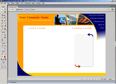 Template 6 [Travel] - Adobe Fireworks View