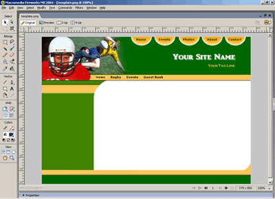 Template 89 [Sports] - Adobe Fireworks View