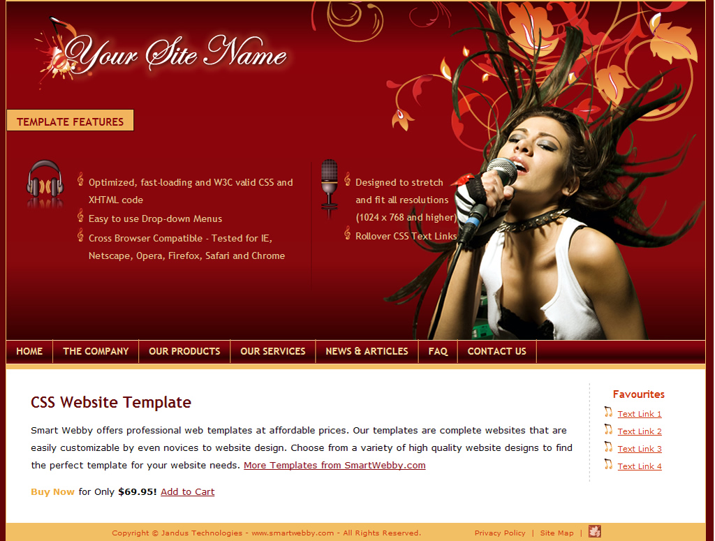 Dreamweaver Template 1132 [Personal/Business] - Actual Size Screenshot for 1024px screen width