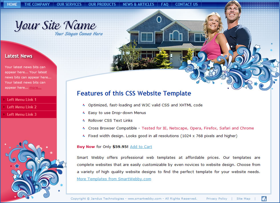 Dreamweaver Template 1142 [Real Estate/Family] - Actual Size Screenshot for 1024px screen width
