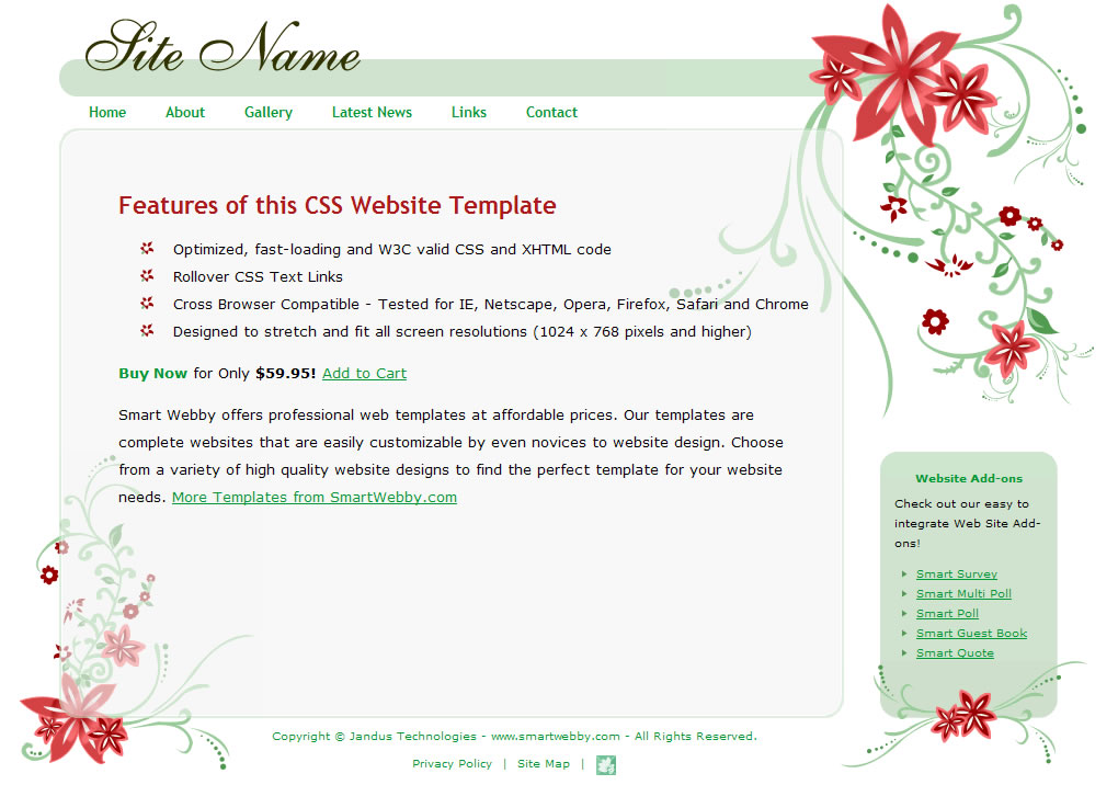 Dreamweaver Template 1151 [General] - Actual Size Screenshot for 1024px screen width
