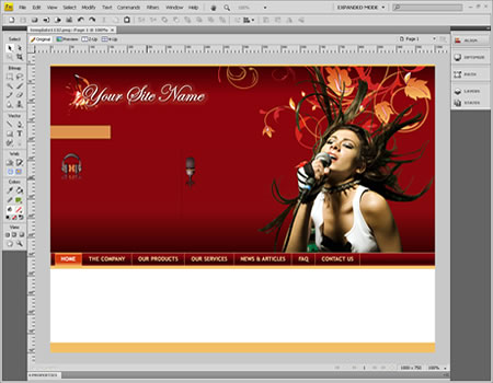 Template 1132 [Personal/Business] - Adobe Fireworks View