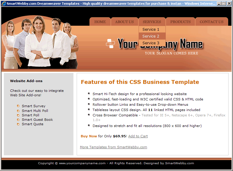 Dreamweaver CSS Template 113 [Business] - Actual Size Screenshot for 800px screen width