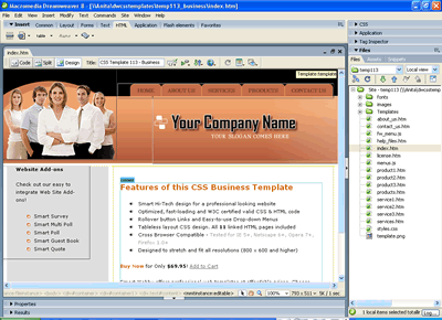 CSS Template 113 [Business] - Adobe Dreamweaver View