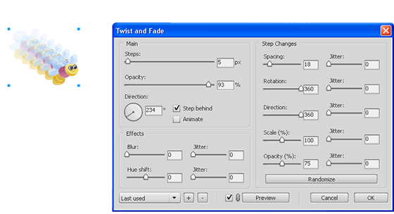 Twist and fade window